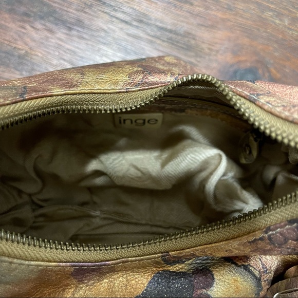 inge metallic shoulder mini bag leather tassel gold copper silver pewter Rare - Picture 9 of 11